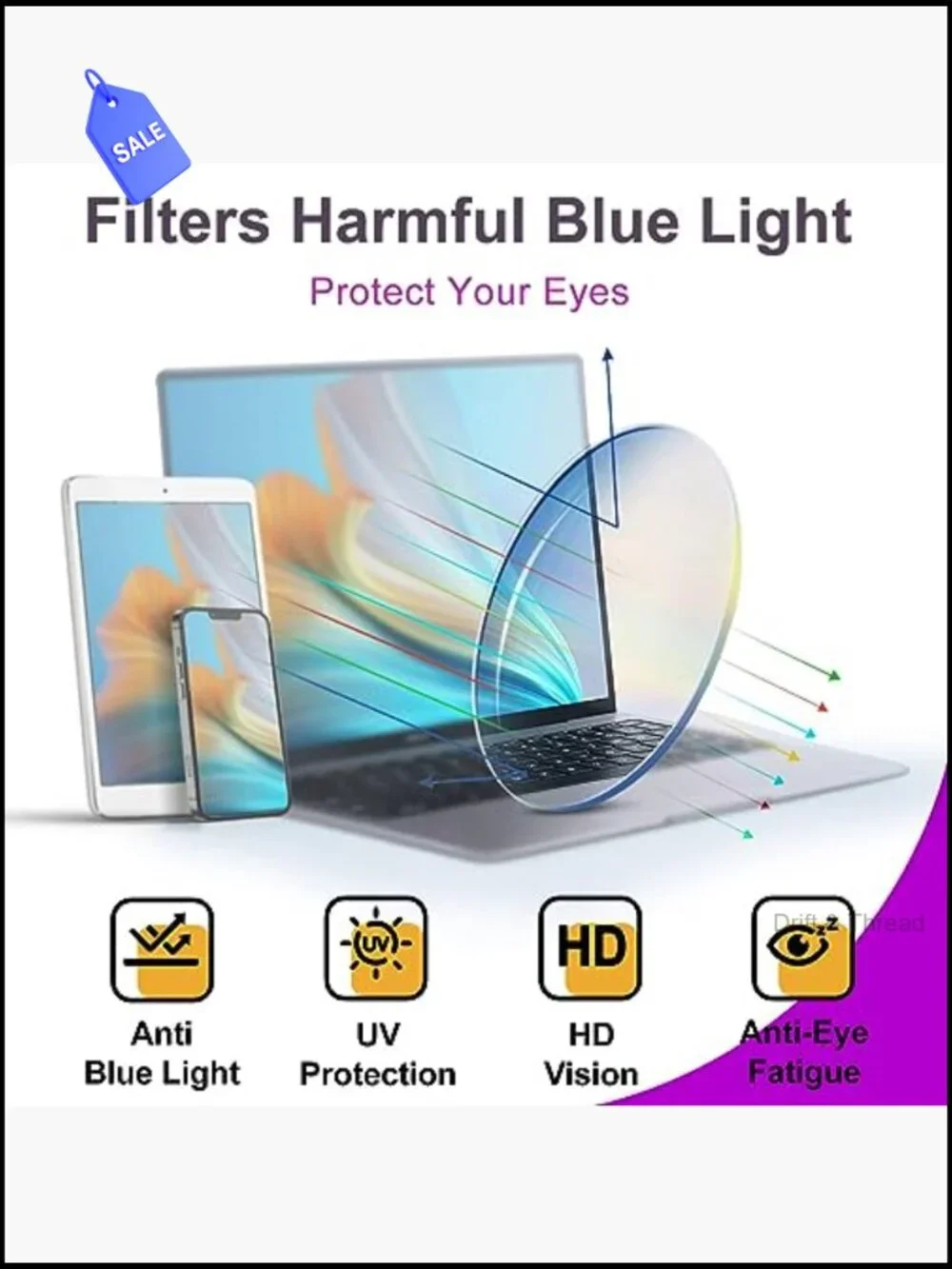 TR90 Square Blue Light Filter Glasses Anti Glare Computer UV Protection